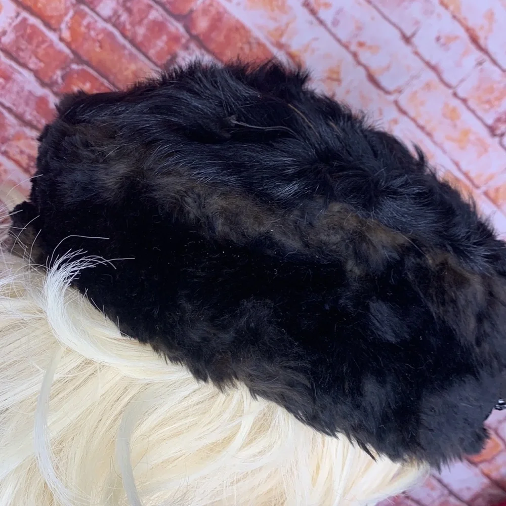 Vintage 50s Two Tone Mink Pillbox Hat - Picture 7 of 10